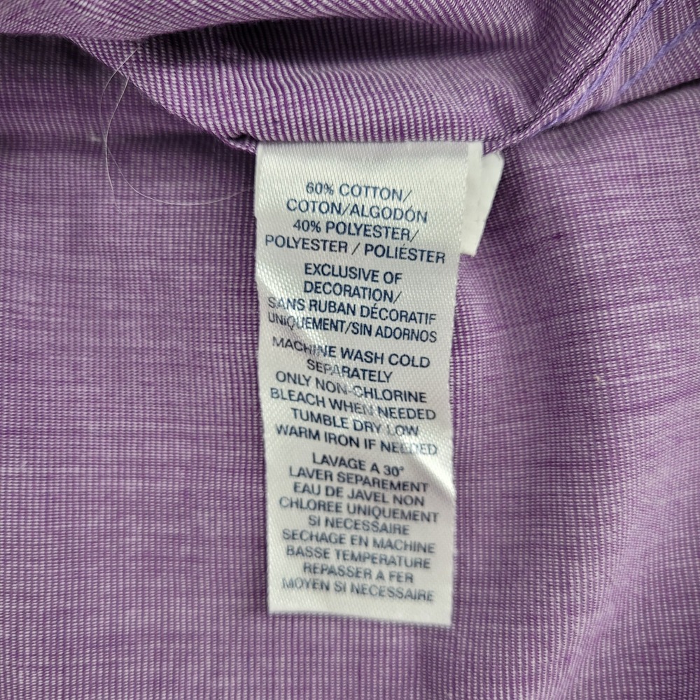 Chaps Mens Small Classic Office Easy Care Button Down Shirt Purple Long Sleeve - Picture 5 of 10